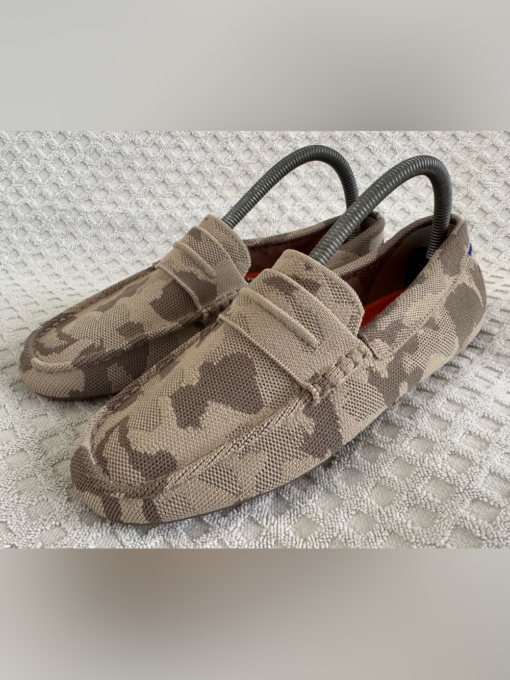 Rothy’s The Driving Loafer Mens 8.5 Desert Camo Knit Slip On Driver Shoes Brown